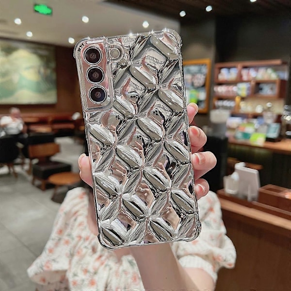 För Samsung Galaxy S22 Ultra 5G Rombmönstrad Elektropläterad TPU Mobilskal