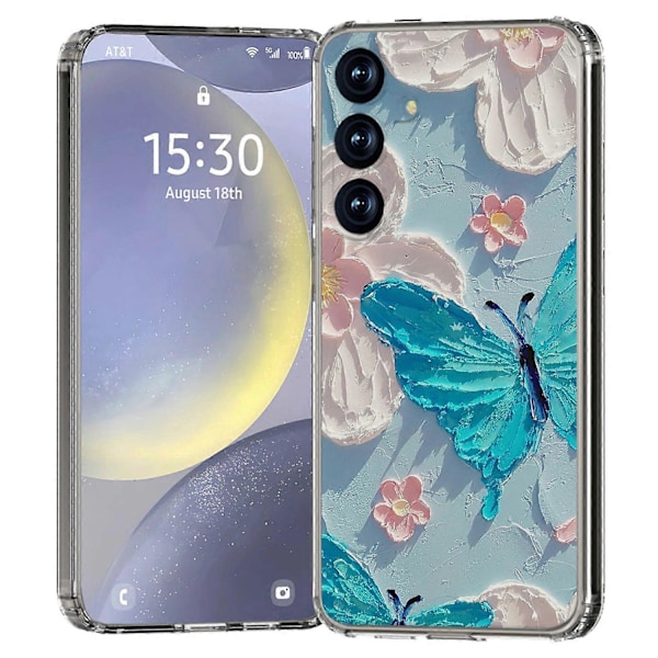 För Samsung Galaxy S25 Mobilskal IMD Mönstertryck PC Mobilskal - Blå Fjäril