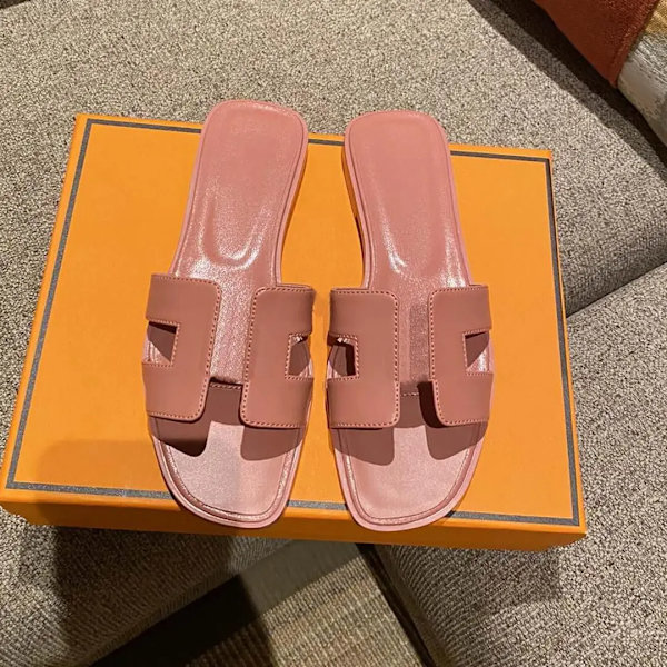 Sexede sandaler dame strand slippers Klassiske flade læder slippers dame 9