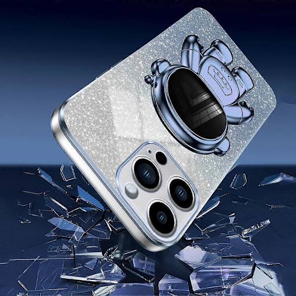 Skal för iPhone 14 Pro Max Astronaut Stativ Glitter Pulver PC+TPU Telefonfodral