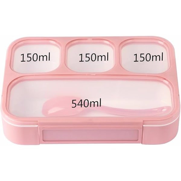 Bentobox, Lunchbox, Läckagesäker, 4 Fack inklusive Sked