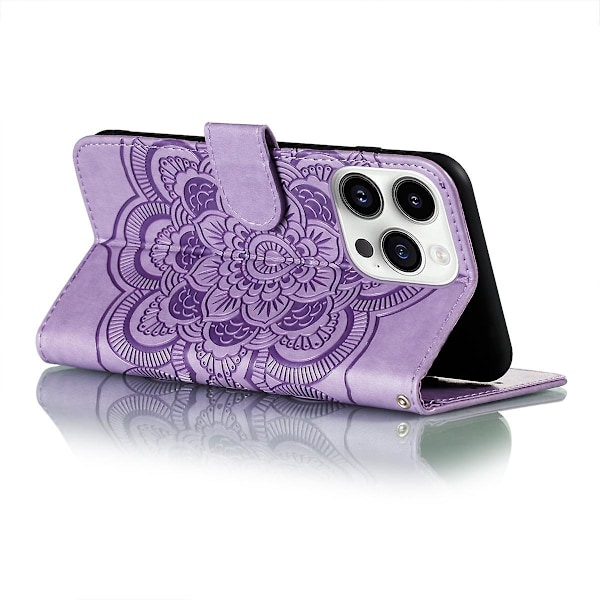 Mandala Læder Telefon Cover til iPhone 15 Pro