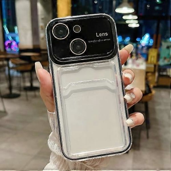 Suojakotelo iPhone 15:lle, suuri ikkuna, PC-hybridi, TPU, korttipaikalla