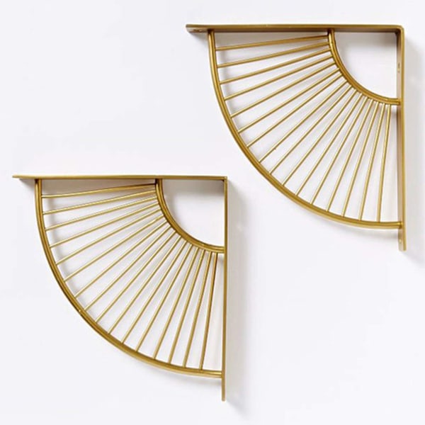 2 stk. metallhyllebraketter, minimalistiske veggmonterte hyller