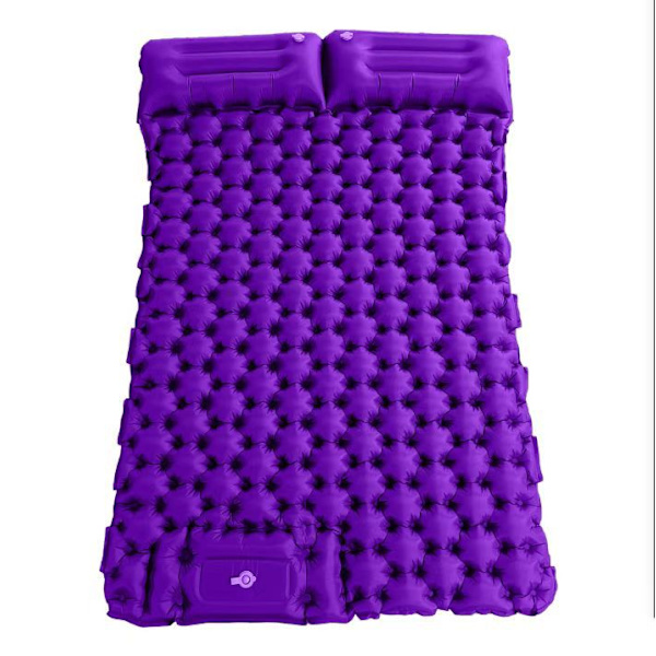 Itsestään täyttyvä retkipatja: paksu ja kevyt kahden hengen retkipatja, joka voidaan kiinnittää retkialustaksi ja kompaktiksi retkipatjaksi Purple Double sleeping pad