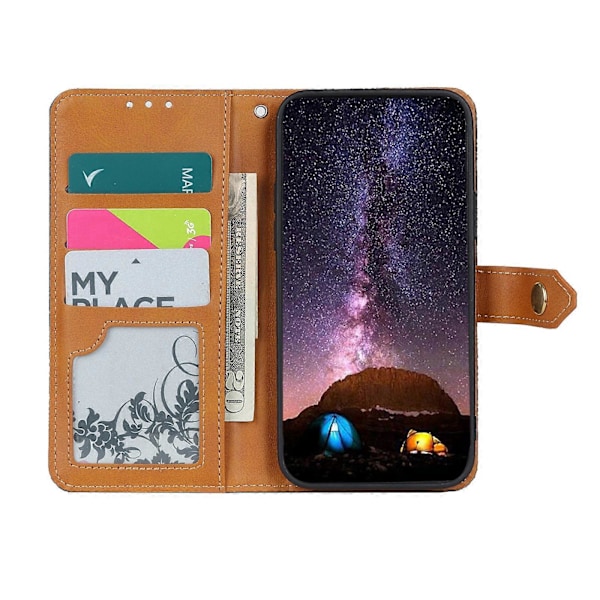 Til iPhone 12 mini Europæisk Blomsterpræget Kobberspænde Horisontal Flip PU Læder Etui med Holder & Kortpladser & Tegnebog & Fotoramme