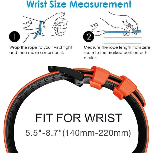 Quickfit 26mm Silikone Blød Sports Vandtæt Åndbar Armbånd til Garmin Fenix 5X Plus, Fenix 6X Pro/Sapphire, Enduro, Tactix Bravo Orange-Sort Orange-svart