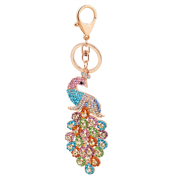 1 stk. Påfugl Nøglering Taske Charm Kompatibel Fjer Nøglering Colorful