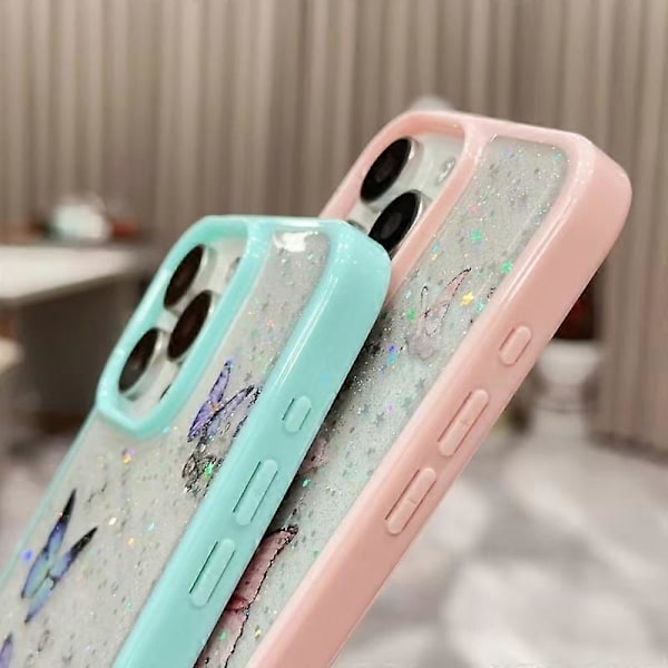 Glitter-perhos TPU-puhelinkotelo iPhone 16:lle