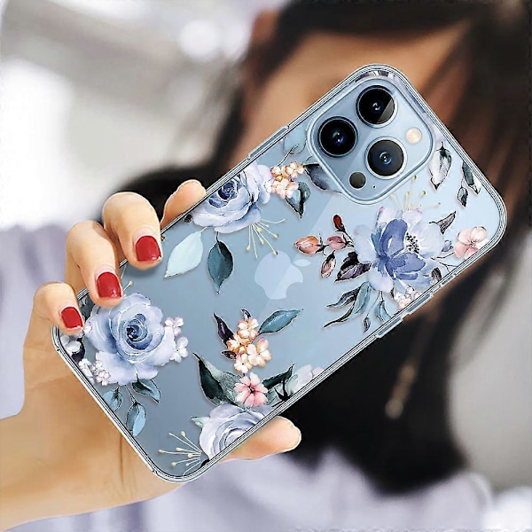Etui Kompatibelt med iPhone 14 PRO MAX Stil 1, Transparent Silikondeksel med Blomstermønster for iPhone 14 PRO MAX