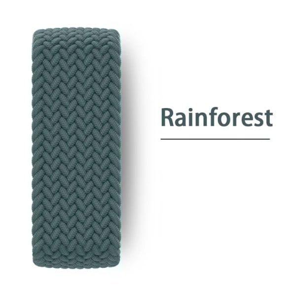 Flätat Solo Loop-band för Apple Watch 44mm 45mm 42mm 40mm 38mm 41mm Ultra 49mm Armband correa iwatch Serie 9 SE 8 7 6 5 Rem Rainforest M Rainforest M