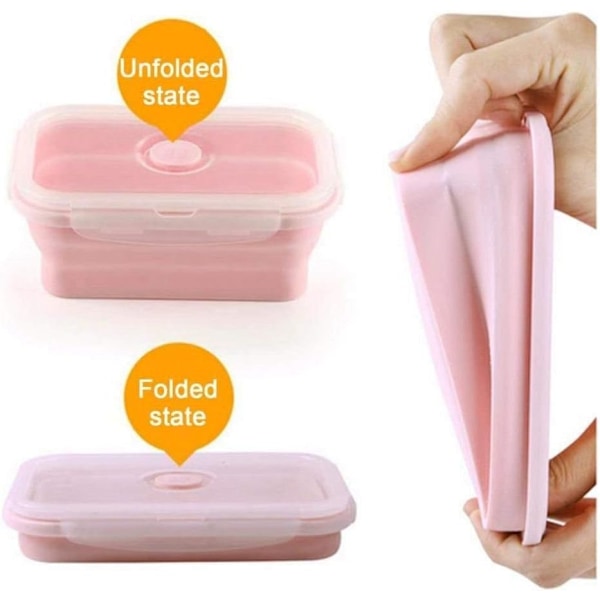 3-pack Silikon Lunchbox Bärbar Vikbar (Rosa)