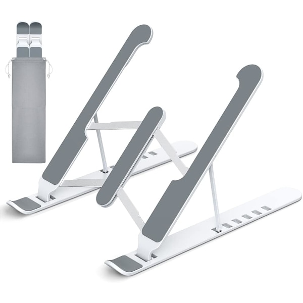 Bærbar Justerbar Laptop Riser Notebook Holder, Metall & ABS Sammenleggbar Ventilert Kjøle PC-stativ for MacBook Pro/Air, HP, Lenovo, Sony, Dell
