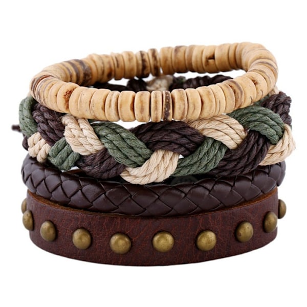 4 stk. Retro Vævet Sæt Kohud Armbånd DIY Armbånd
