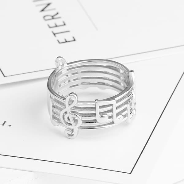 Platinerade Diamante Ringar med Musiknoter 7
