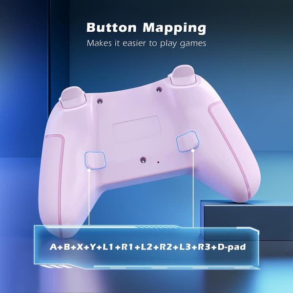 Kontroller for Switch, trådløs kontroller kompatibel med Switch Lite/Oled, TURBO/Makroprogrammering/Justerbar vibrasjon/6-akset gyroskop - Rosa Pink