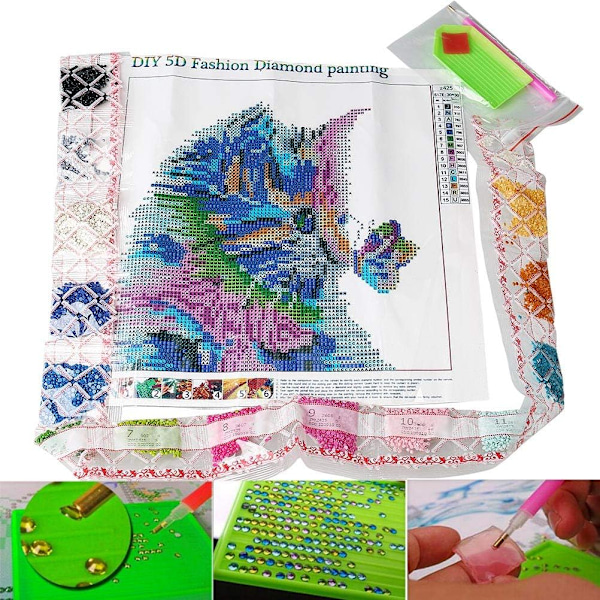 5D timanttimaalaus kissa, DIY timanttimaalaussetti