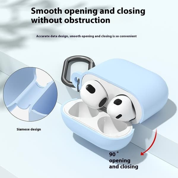 AirPods 4-deksel med karabinkrok i silikon, svart