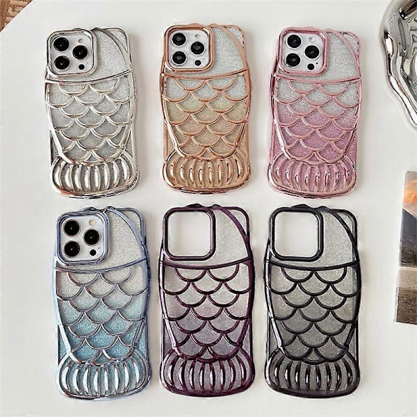 Glitter Fish Shape TPU Electroplating Phone Cover för iPhone 14 Pro Max