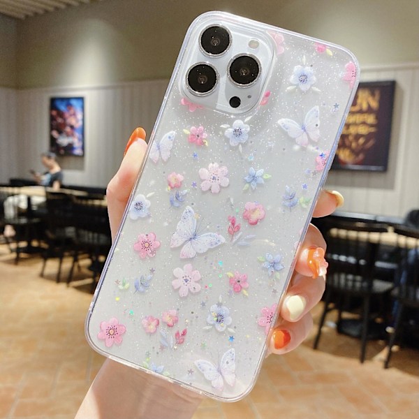 Blommig Epoxy TPU Telefonfodral För iPhone 13
