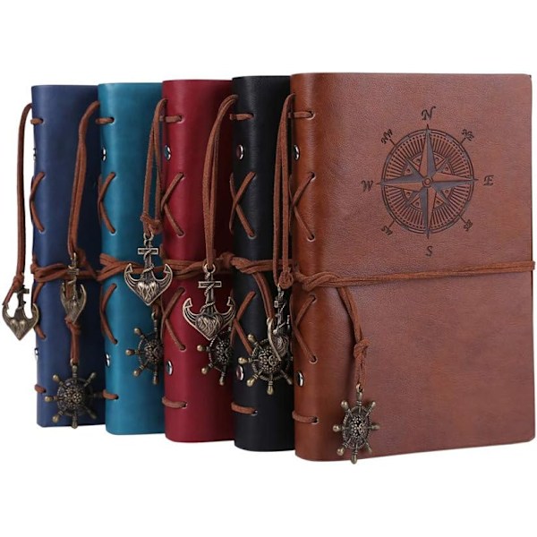 Faux Läder Journal Anteckningsbok Spiralbunden Klassisk Präglad