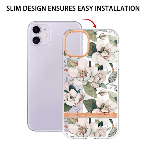 iPhone 11:lle Kukkia ja kasveja -sarjan IMD TPU -puhelinkotelo