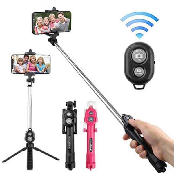 Trådløs Bluetooth Selfie Stick Håndholdt Sammenleggbart Mini Stativ