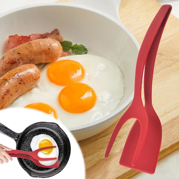 2 KPL Paistetun Muna Kääntäjä, Lämmönkestävä Pannukakkulasta, Pannukakku Leipä Kala Grilli Pihvi Kotikeittiön Ruoanlaittoväline (Punainen)