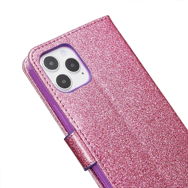 Glitter Pulver Sommerfugl Læder Telefon Cover til iPhone 12 mini