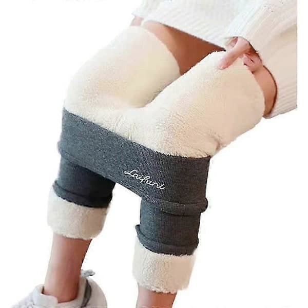 Termoleggings för damer, fodrade med hög midja, mörkgrå