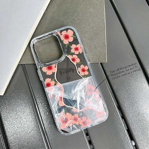 För iPhone 15 Pro Max Mobilskal Mönsterdesign Spegelyta Akryl+TPU Mobilskal