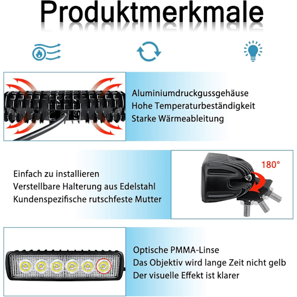 4 x 18W LED arbeidslys, LED ekstra frontlykter