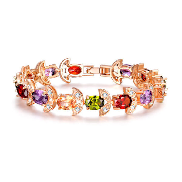 Simulert Candy Turmalin Armbånd Dame 18K Rosegull