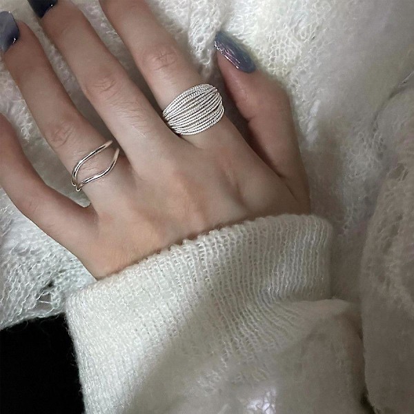 2 stk Lagdelt Design Ring Personlig Multi-lagdelt Strand