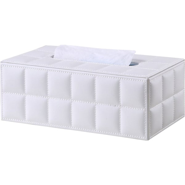 Falskt Läder Vävnadslåda Vävnadsdispenser, 25*14*9.5cm (Vit)