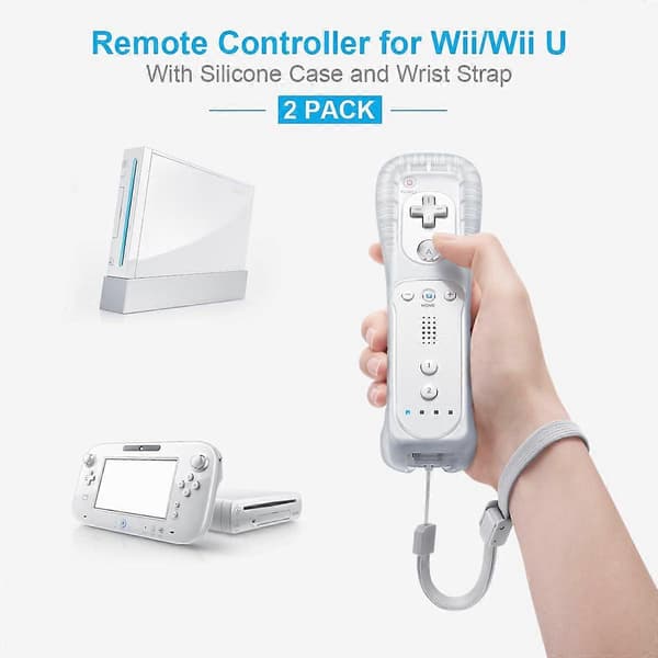 MOOGOLE 2-pakning fjernkontroller for Nintendo Wii/Wii U, med silikonetui og håndleddsstropp