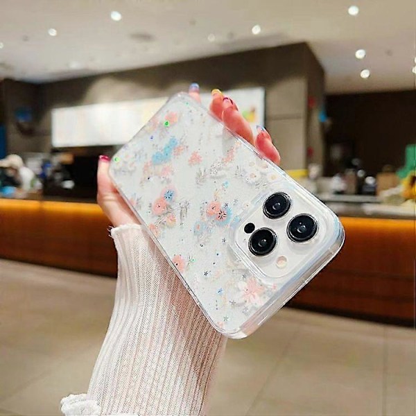 För iPhone 15 Fräscht Litet Blommigt Mobilskal Dropplim Skyddande Fodral