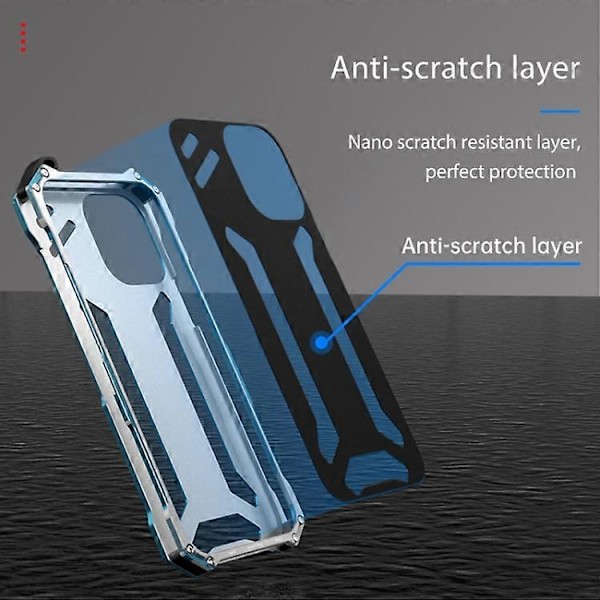 For iPhone 15 R-JUST RJ17 Støtsikker Armor Metall Mobiltelefon Deksel