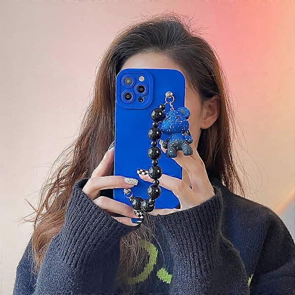 Lämplig för iPhone 15/16 mobiltelefonfodral gradient björn frostad fullt mjukt skal iPhone15 plus grön