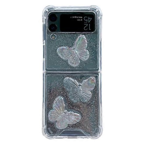 Samsung Galaxy Z Flip3 -puhelimelle läpinäkyvä kristalliperhonen TPU-puhelinkotelo