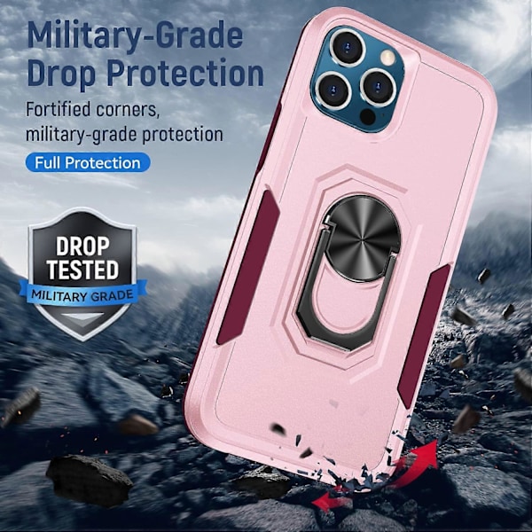 PinkCase til iPhone 13 Pro Max Nyt Design med 360 Graders Roterende Ring Stødsikkert Dobbelt Lag Beskyttelsesetui TPU og PC Beskyttelsescover Kompatibelt