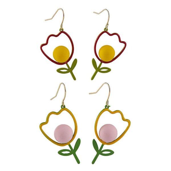 2 stk. fasjonable øredobber med tulipanblomsterdesign