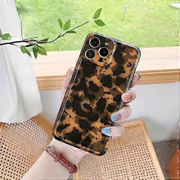 iPhone 13 Pro Max Cover Skildpadde Gepard Leopard Print Sød Trendy Dyremønster Design Fleksibel Blød TPU Beskyttende Kvinder Piger Grily Brun Stødsikker