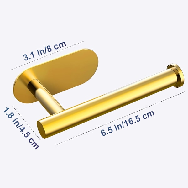 WC-paperiteline, itseliimautuva, SUS 304 ruostumaton teräs, seinään asennettava WC-paperiteline kylpyhuoneeseen, WC:hen, keittiöön - Ei porausta Gold
