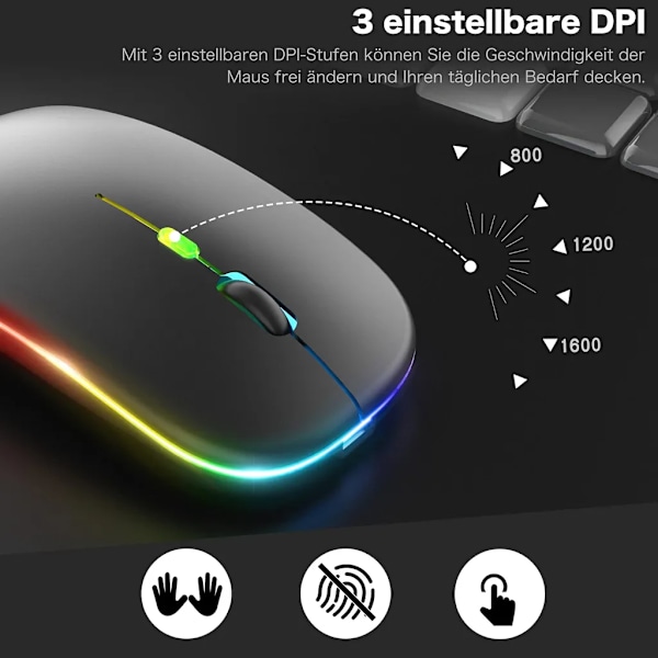 Bluetooth-kaksoistila langaton hiiri, lataus, äänetön