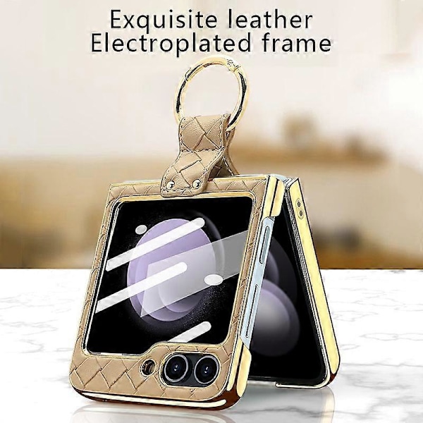 Punottu PU-metallirengas puhelinkotelo Samsung Galaxy Z Flip5:lle
