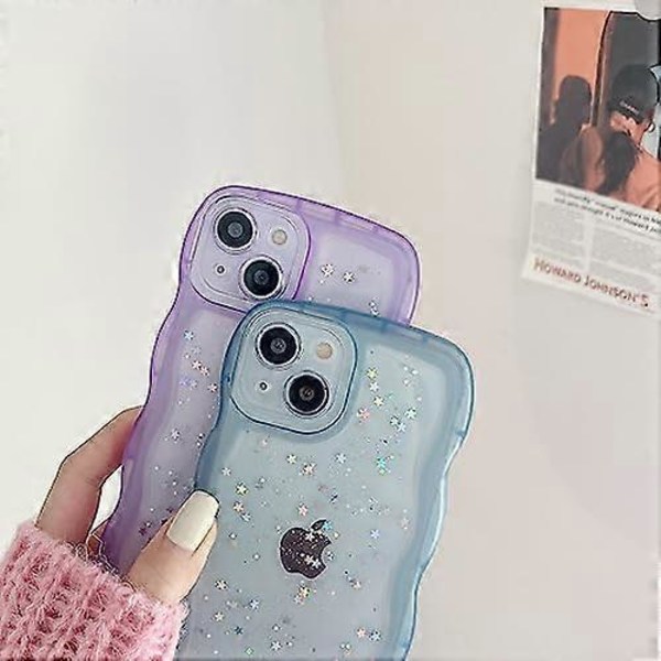 iPhone XR Kuori 6,1 tuuman Kihara Aalto Reuna Muotoilu Läpinäkyvä Bling Glitter Tähti Kiiltävä Kuori Söpö Kirkas Läpinäkyvä Täysi Suoja Pehmeä TPU Iskunkestävä Ph