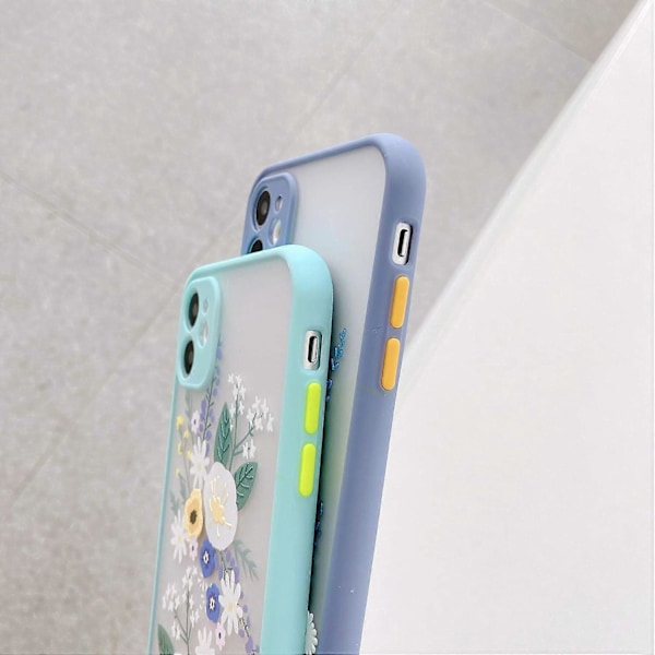Kompatibelt iPhone 11 Skal för Floral Transparent Frosted PC Baksida Floral Girl Damer, Mjukt TPU Skyddande Silikon Slim Skal för iPhone 11 - Lila