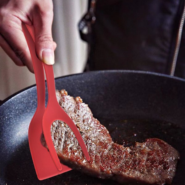 2 STK Stegt Æg Vender, Varmebestandig Pandekage Spatel, Pandekage Brød Fisk Barbecue Bøf til Hjemmekøkken Madlavningsværktøj (Rød)