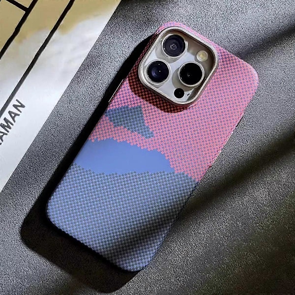 För iPhone 15 Pro Max PC-skal Kolfibertextur Mobilskal Kompatibelt med MagSafe